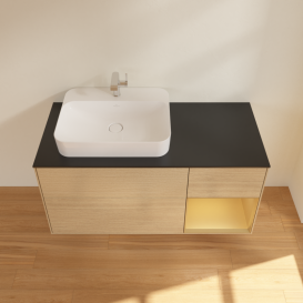 Тумба під раковину Villeroy & Boch Finion 120х50,1 см із підсвічуванням МДФ шпон дуба/скло чорне матове G402HFPC