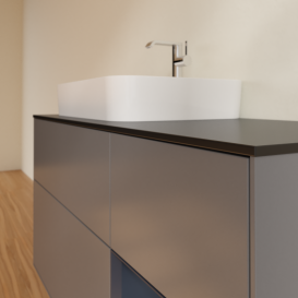 Тумба під раковину Villeroy & Boch Finion 120х50,1 см із підсвічуванням МДФ антрацит матовий лак/скло чорне матове G402HGGK