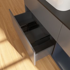 Тумба під раковину Villeroy & Boch Finion 120х50,1 см із підсвічуванням МДФ антрацит матовий лак/скло чорне матове G402HGGK