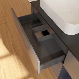 Тумба під раковину Villeroy & Boch Finion 120х50,1 см із підсвічуванням МДФ антрацит матовий лак/скло чорне матове G402HGGK