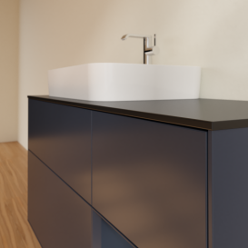 Тумба під раковину Villeroy & Boch Finion 120х50,1 см із підсвічуванням МДФ темно-синій матовий лак/скло чорне матове G402HGHG