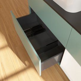 Тумба под раковину Villeroy & Boch Finion 120х50,1 см с подсветкой МДФ оливковый матовый лак/стекло черное матовое G402MTGM