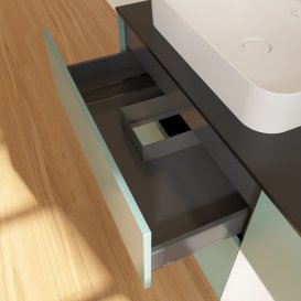 Тумба под раковину Villeroy & Boch Finion 120х50,1 см с подсветкой МДФ оливковый матовый лак/стекло черное матовое G402MTGM