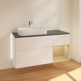 Тумба под раковину Villeroy & Boch Finion 120х50,1 см с подсветкой МДФ белый матовый лак/стекло черное матовое G402PCMT