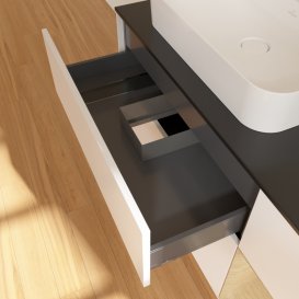 Тумба под раковину Villeroy & Boch Finion 120х50,1 см с подсветкой МДФ белый матовый лак/стекло черное матовое G402PCMT