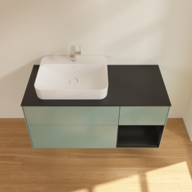 Тумба под раковину Villeroy & Boch Finion 120х50,1 см с подсветкой МДФ оливковый матовый лак/стекло черное матовое G402PDGM