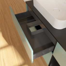 Тумба под раковину Villeroy & Boch Finion 120х50,1 см с подсветкой МДФ оливковый матовый лак/стекло черное матовое G402PDGM