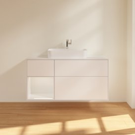 Тумба під раковину Villeroy & Boch Finion 120х50,1 см із підсвічуванням МДФ білий матовий лак/скло біле матове F411GFMT