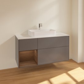 Тумба под раковину Villeroy & Boch Finion 120х50,1 см с подсветкой МДФ антрацит матовый лак/стекло белое матовое F411GNGK