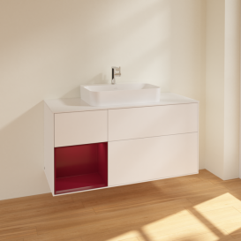 Тумба під раковину Villeroy & Boch Finion 120х50,1 см із підсвічуванням МДФ білий матовий лак/скло біле матове F411HBMT