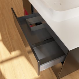 Тумба під раковину Villeroy & Boch Finion 120х50,1 см із підсвічуванням МДФ чорний матовий лак/скло біле матове F411HBPD