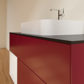 Тумба під раковину Villeroy & Boch Finion 120х50,1 см із підсвічуванням МДФ півонія матовий лак/скло чорне матове F412GFHB