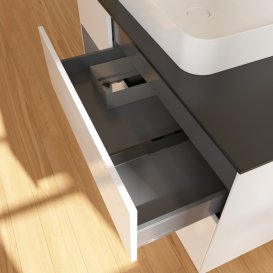 Тумба под раковину Villeroy & Boch Finion 120х50,1 см с подсветкой МДФ глянцевый белый лак/стекло черное матовое F412GKGF