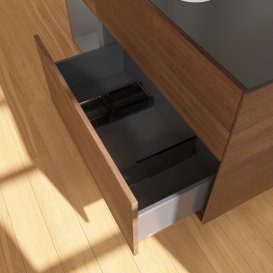 Тумба под раковину Villeroy & Boch Finion 120х50,1 см с подсветкой МДФ шпон грецкого ореха/стекло черное матовое F412GKGN