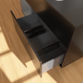 Тумба под раковину Villeroy & Boch Finion 120х50,1 см с подсветкой МДФ черный матовый лак/стекло черное матовое F412GKPD