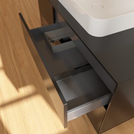 Тумба під раковину Villeroy & Boch Finion 120х50,1 см із підсвічуванням МДФ чорний матовий лак/скло чорне матове F412GNPD