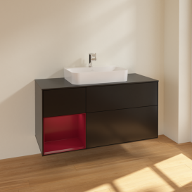 Тумба під раковину Villeroy & Boch Finion 120х50,1 см із підсвічуванням МДФ чорний матовий лак/скло чорне матове F412HBPD