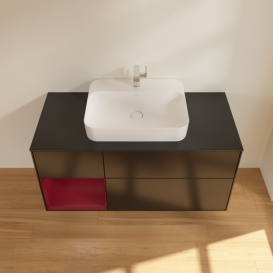 Тумба під раковину Villeroy & Boch Finion 120х50,1 см із підсвічуванням МДФ чорний матовий лак/скло чорне матове F412HBPD