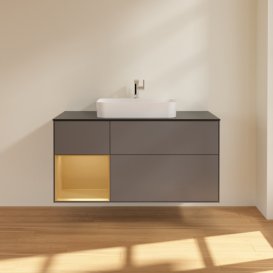 Тумба під раковину Villeroy & Boch Finion 120х50,1 см із підсвічуванням МДФ антрацит матовий лак/скло чорне матове F412HFGK