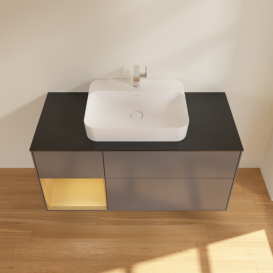 Тумба під раковину Villeroy & Boch Finion 120х50,1 см із підсвічуванням МДФ антрацит матовий лак/скло чорне матове F412HFGK