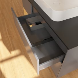 Тумба під раковину Villeroy & Boch Finion 120х50,1 см із підсвічуванням МДФ антрацит матовий лак/скло чорне матове F412HFGK