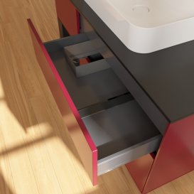 Тумба под раковину Villeroy & Boch Finion 120х50,1 см с подсветкой МДФ пион матовый лак/стекло черное матовое F412PDHB