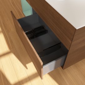 Тумба под раковину Villeroy & Boch Finion 120х50,1 см с подсветкой МДФ шпон грецкого ореха/стекло белое матовое F411GMGN