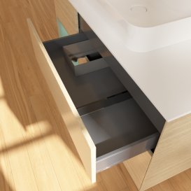 Тумба під раковину Villeroy & Boch Finion 120х50,1 см із підсвічуванням МДФ шпон дуба/скло біле матове  F411GMPC