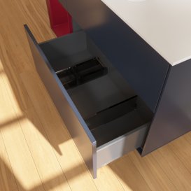 Тумба під раковину Villeroy & Boch Finion 120х50,1 см із підсвічуванням МДФ темно-синій матовий лак/скло біле матове F411HBHG