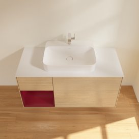 Тумба під раковину Villeroy & Boch Finion 120х50,1 см із підсвічуванням МДФ шпон дуба/скло біле матове F411HBPC