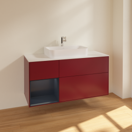 Тумба под раковину Villeroy & Boch Finion 120х50,1 см с подсветкой МДФ пион матовый лак/стекло белое матовое F411HGHB