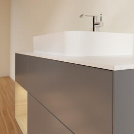 Тумба під раковину Villeroy & Boch Finion 120х50,1 см із підсвічуванням МДФ антрацит матовий лак/скло біле матове F411PCGK