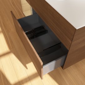 Тумба под раковину Villeroy & Boch Finion 120х50,1 см с подсветкой МДФ шпон грецкого ореха/стекло белое матовое F411PCGN