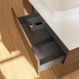 Тумба под раковину Villeroy & Boch Finion 120х50,1 см с подсветкой МДФ шпон грецкого ореха/стекло белое матовое F411PCGN