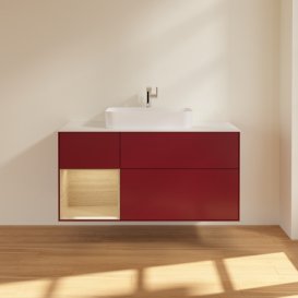 Тумба под раковину Villeroy & Boch Finion 120х50,1 см с подсветкой МДФ пион матовый лак/стекло белое матовое F411PCHB