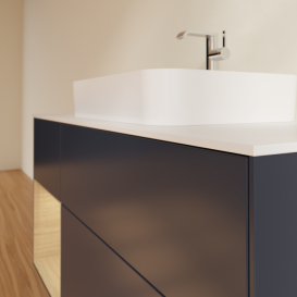 Тумба під раковину Villeroy & Boch Finion 120х50,1 см із підсвічуванням МДФ темно-синій матовий лак/скло біле матове F411PCHG