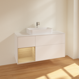 Тумба под раковину Villeroy & Boch Finion 120х50,1 см с подсветкой МДФ белый матовый лак/стекло белое матовое F411PCMT