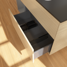 Тумба під раковину Villeroy & Boch Finion 120х50,1 см із підсвічуванням МДФ шпон дуба/скло чорне матове F412GKPC