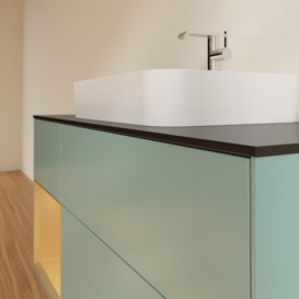 Тумба под раковину Villeroy & Boch Finion 120х50,1 см с подсветкой МДФ оливковый матовый лак/стекло черное матовое F412HFGM