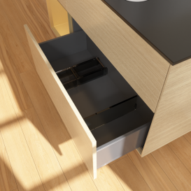 Тумба под раковину Villeroy & Boch Finion 120х50,1 см с подсветкой МДФ шпон дуба/стекло черное матовое F412HFPC