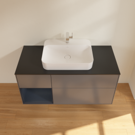 Тумба під раковину Villeroy & Boch Finion 120х50,1 см із підсвічуванням МДФ антрацит матовий лак/скло чорне матове F412HGGK