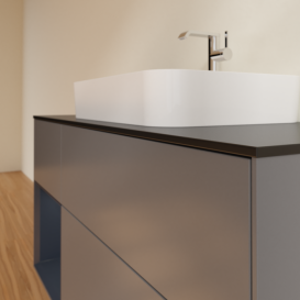 Тумба під раковину Villeroy & Boch Finion 120х50,1 см із підсвічуванням МДФ антрацит матовий лак/скло чорне матове F412HGGK