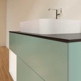 Тумба под раковину Villeroy & Boch Finion 120х50,1 см с подсветкой МДФ оливковый матовый лак/стекло черное матовое F412MTGM