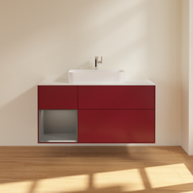 Тумба под раковину Villeroy & Boch Finion 120х50,1 см с подсветкой МДФ пион матовый лак/стекло белое матовое G411GKHB