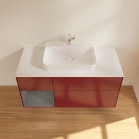 Тумба под раковину Villeroy & Boch Finion 120х50,1 см с подсветкой МДФ пион матовый лак/стекло белое матовое G411GKHB