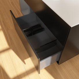 Тумба под раковину Villeroy & Boch Finion 120х50,1 см с подсветкой МДФ черный матовый лак/стекло белое матовое G411GKPD