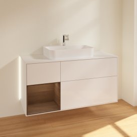 Тумба під раковину Villeroy & Boch Finion 120х50,1 см із підсвічуванням МДФ білий глянцевий лак/скло біле матове G411GNGF