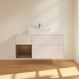 Тумба під раковину Villeroy & Boch Finion 120х50,1 см із підсвічуванням МДФ білий глянцевий лак/скло біле матове G411GNGF