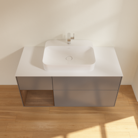 Тумба под раковину Villeroy & Boch Finion 120х50,1 см с подсветкой МДФ антрацит матовый лак/стекло белое матовое G411GNGK