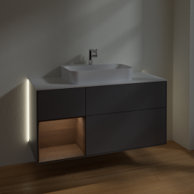 Тумба под раковину Villeroy & Boch Finion 120х50,1 см с подсветкой МДФ антрацит матовый лак/стекло белое матовое G411GNGK